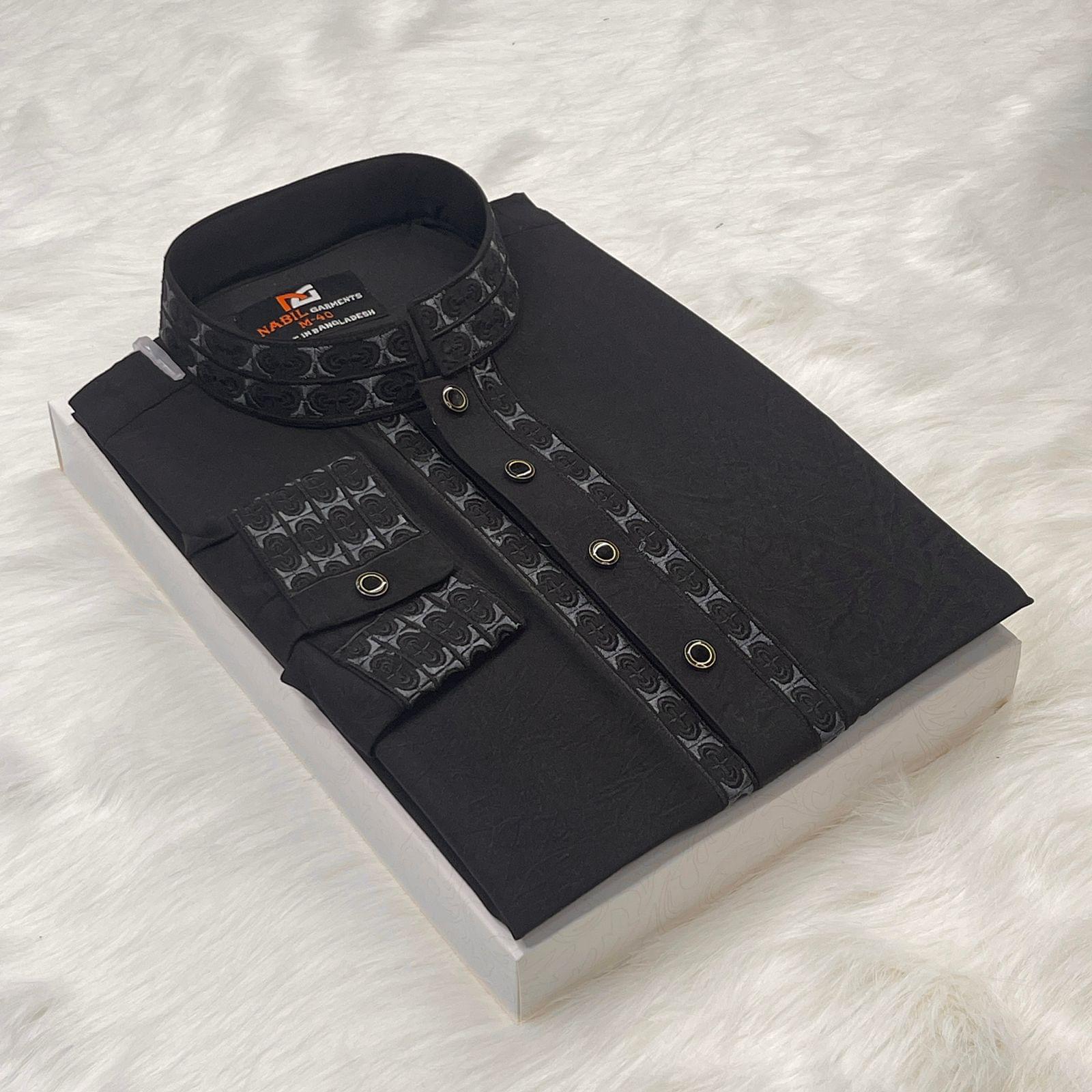 black প্রিমিয়াম লাক্সারি কটন পাঞ্জাবি - Image 1