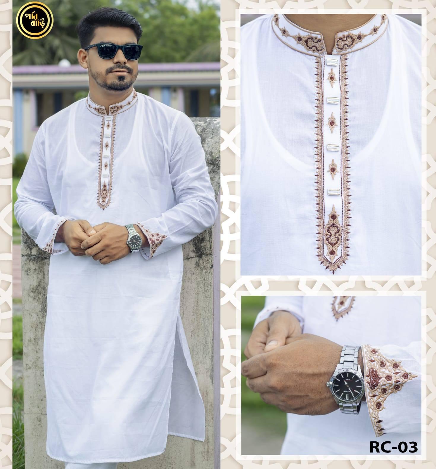 আরামদায়ক আদি ধুতি কাপড়ের পাঞ্জাবি - Image 1