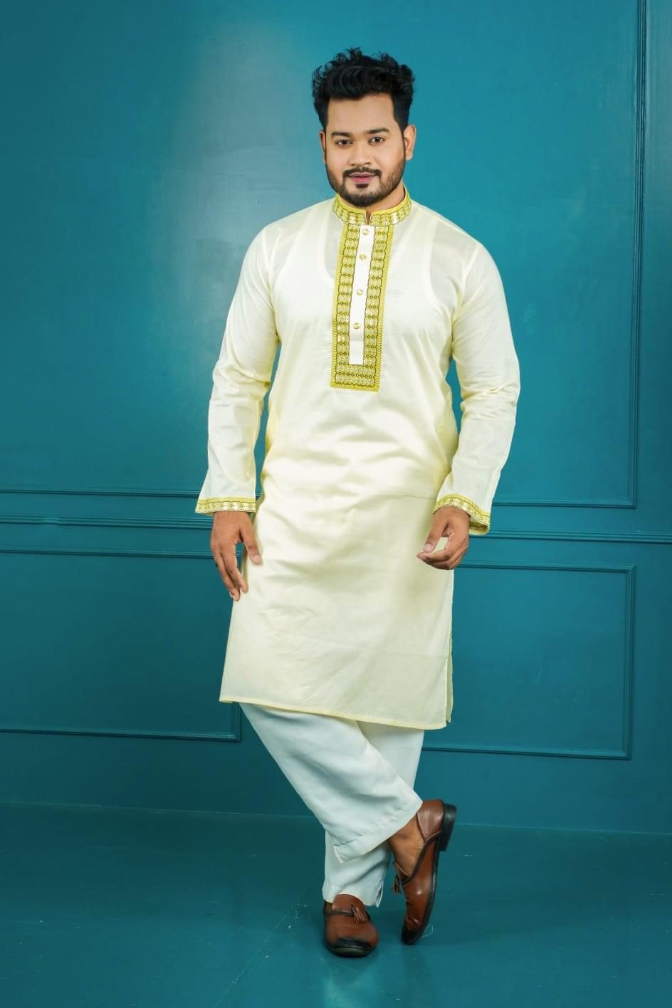 আরামদায়ক আদি ধুতি কাপড়ের পাঞ্জাবি - Image 1